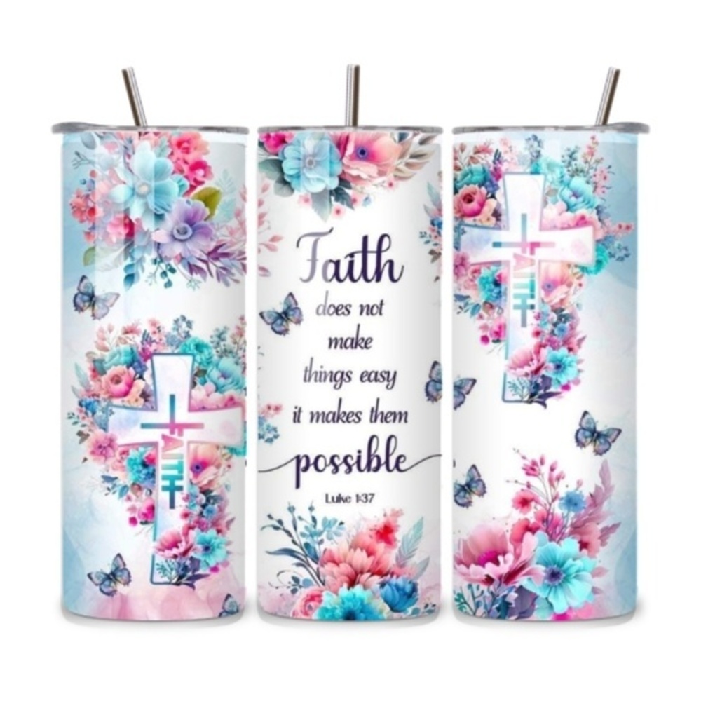 Faith Floral 20oz Stainless Steel Tumbler